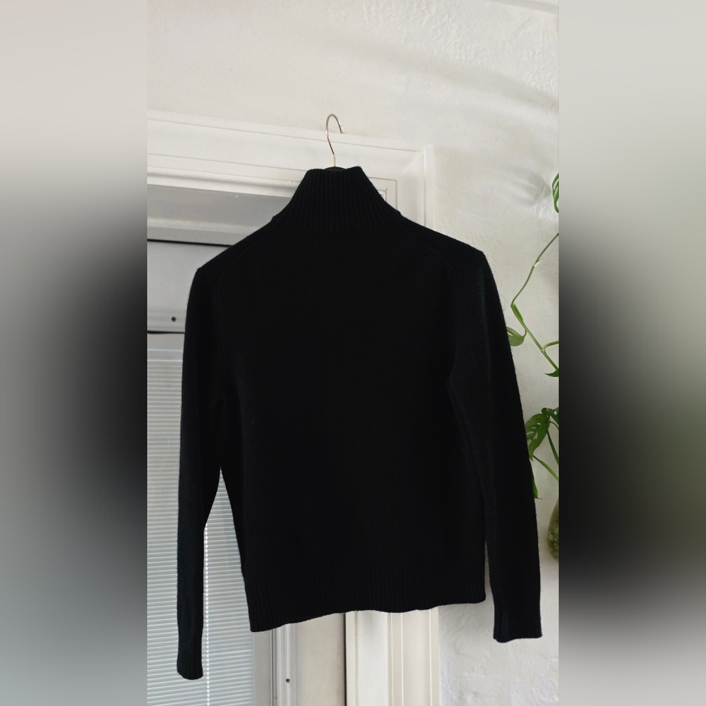 J Crew 100% Wool 1/4 Zip Up Black Women's Sweater Pullover - Picture 4 of 4